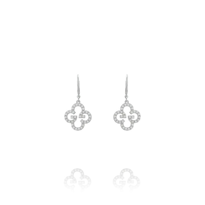 Boucles d'oreilles LEGENDE Trèfles Argent doré + Oxyde de zirconium