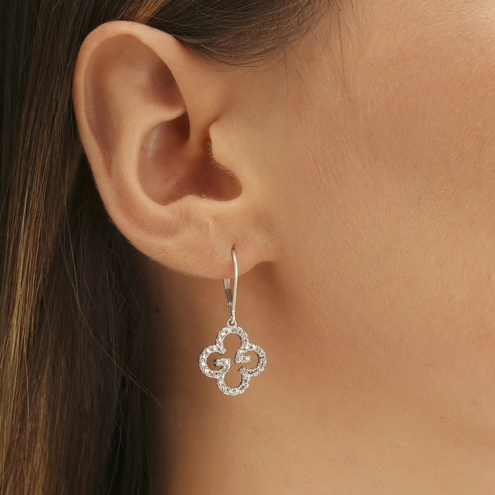 Boucles d'oreilles LEGENDE Trèfles Argent doré + Oxyde de zirconium