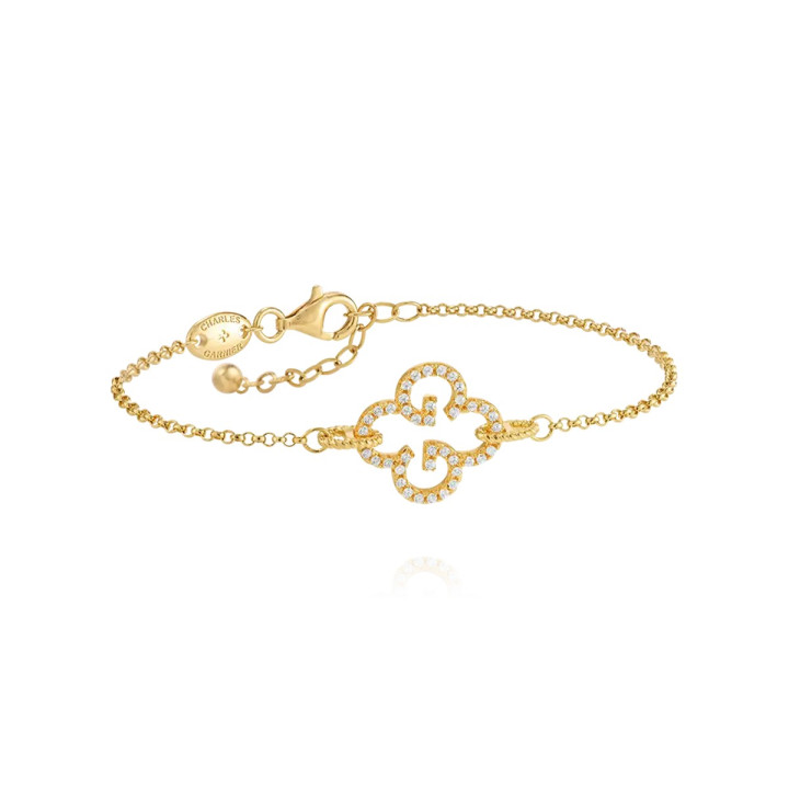 Bracelet LEGENDE Trèfle Argent doré + Oxyde de zirconium