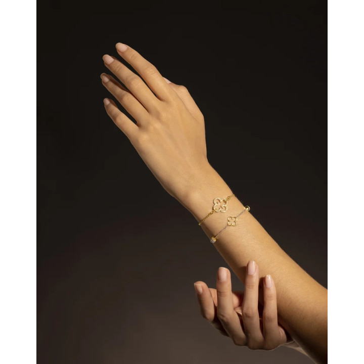 Bracelet LEGENDE Trèfle Argent doré + Oxyde de zirconium