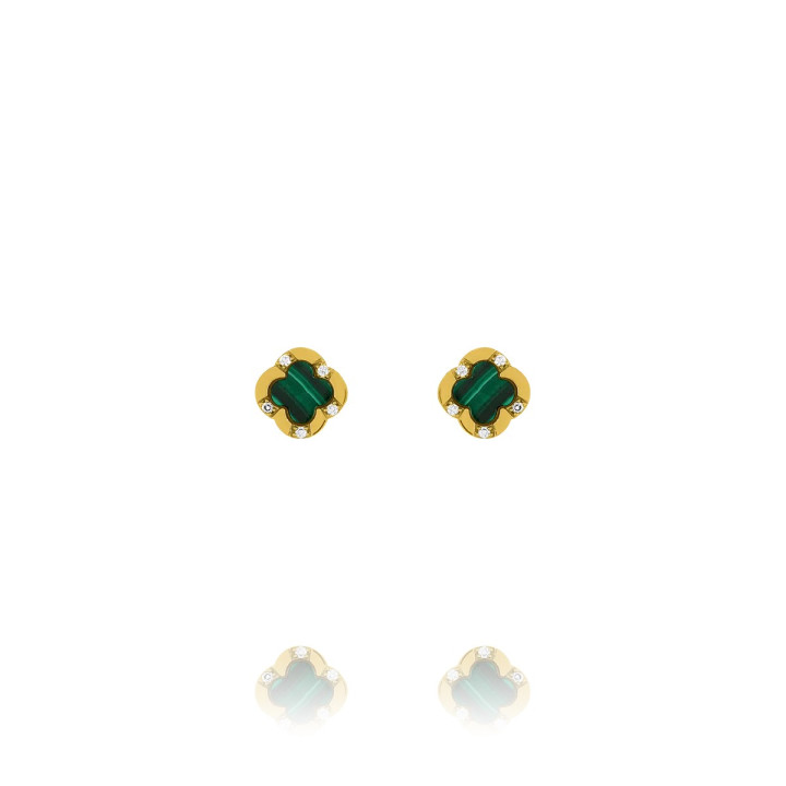 Boucles d’Oreilles Trèfle Malachite LEGENDE