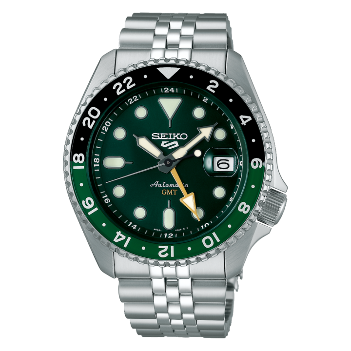 Montre SEIKO 5 Sports | SSK035K1 | GMT Automatique | Cadran Vert & Bracelet Jubilee