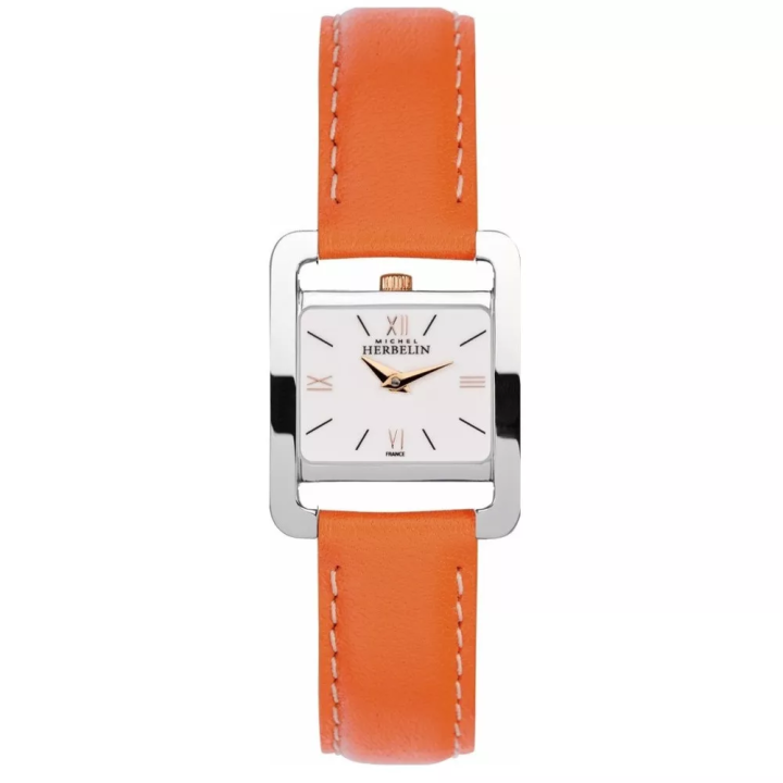 Herbelin V Avenue 17037TR21MD | Montre Femme | Cuir Orange | Boîtier Carré