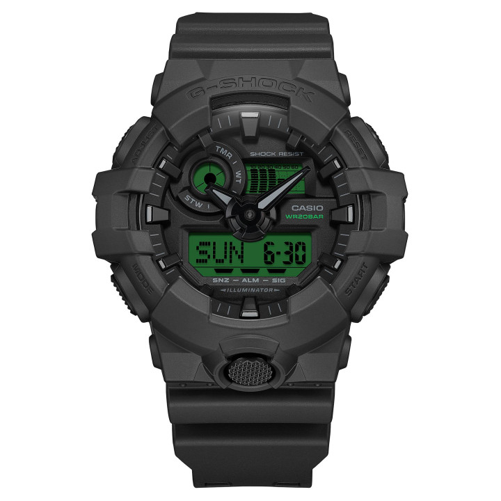 Montre G-SHOCK GA-700BEG-1AER | Format XXL & Bouton Central | Black & Electro Green