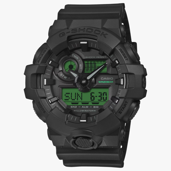 Montre G-SHOCK GA-700BEG-1AER | Format XXL & Bouton Central | Black & Electro Green