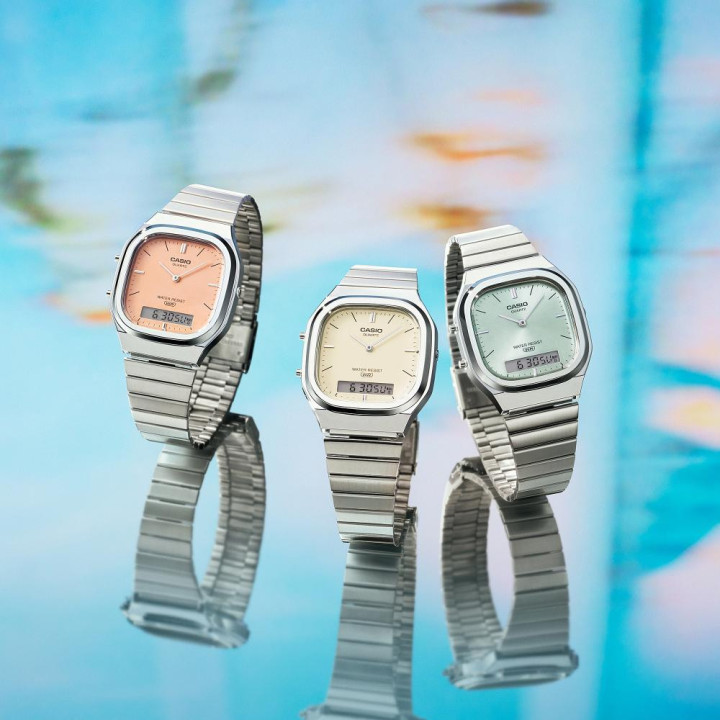 Montre CASIO Vintage AQ-240E-4AEF | Double Affichage | Cadran Soleillé Rose