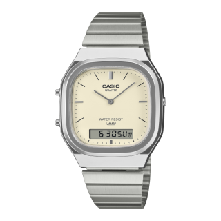 Montre CASIO Vintage AQ-240E-7A2EF | Double Affichage | Look Monochrome Argent