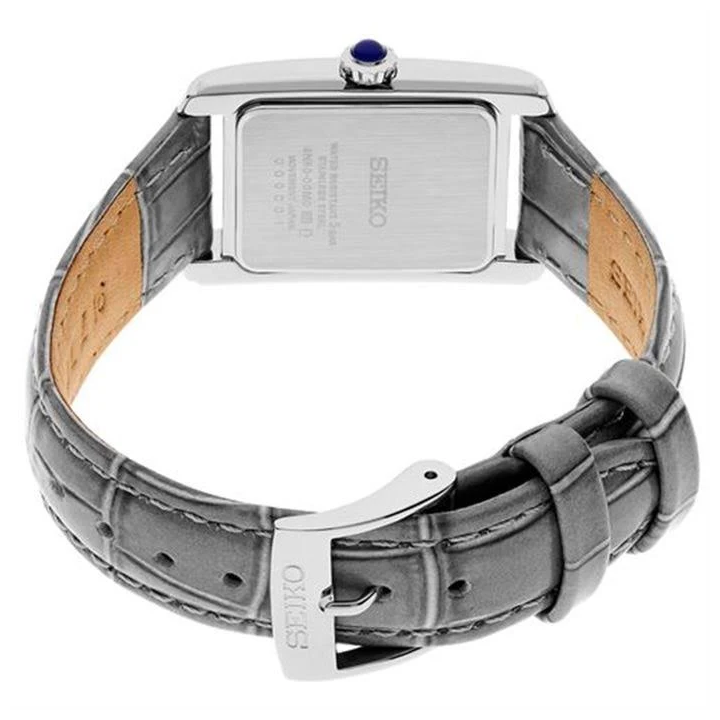 Seiko Classique SWR099P1 | Montre Femme Rectangulaire Cuir Gris