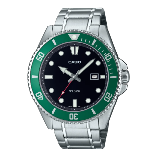 Casio MDV-107D-3AV Duro | Montre Plongée Acier Lunette Verte