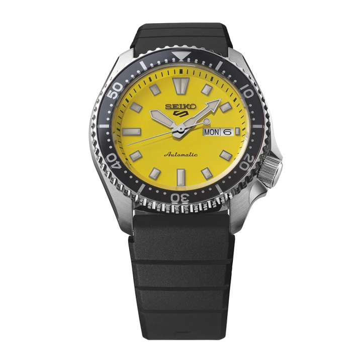 Seiko 5 Sports SRPL87K1 42,5 mm | Montre Automatique Jaune & Silicone