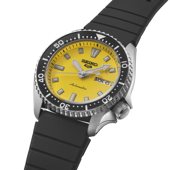 Seiko 5 Sports SRPL87K1 42,5 mm | Montre Automatique Jaune & Silicone