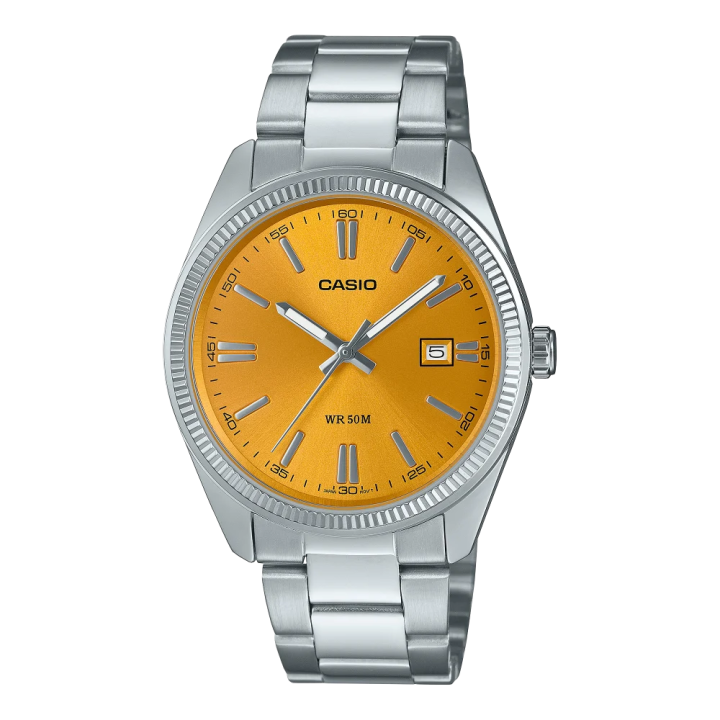 Casio MTP-1302PD-9AVEF Jaune | Montre Homme Lunette Cannelée