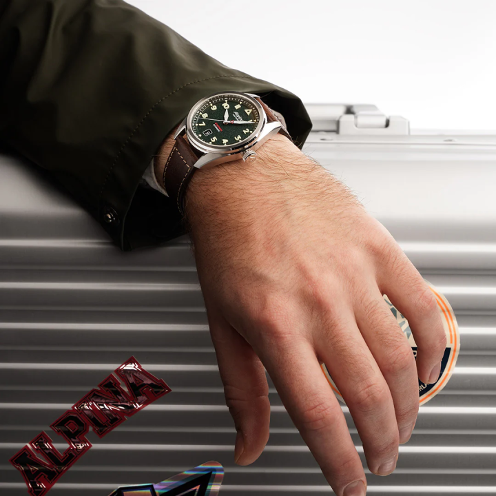 Montre ALPINA Startimer Pilot Automatic AL-525 | Kaki & Cuir Marron