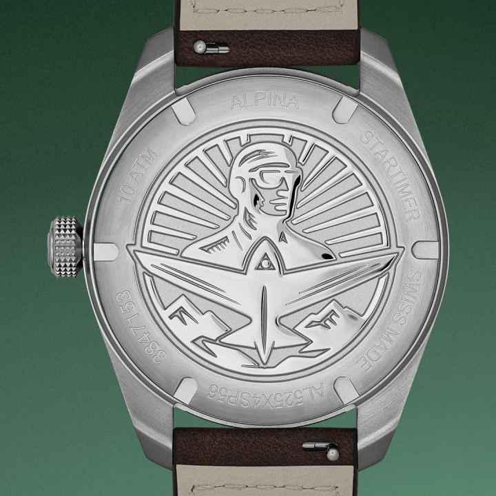 Montre ALPINA Startimer Pilot Automatic AL-525 | Kaki & Cuir Marron