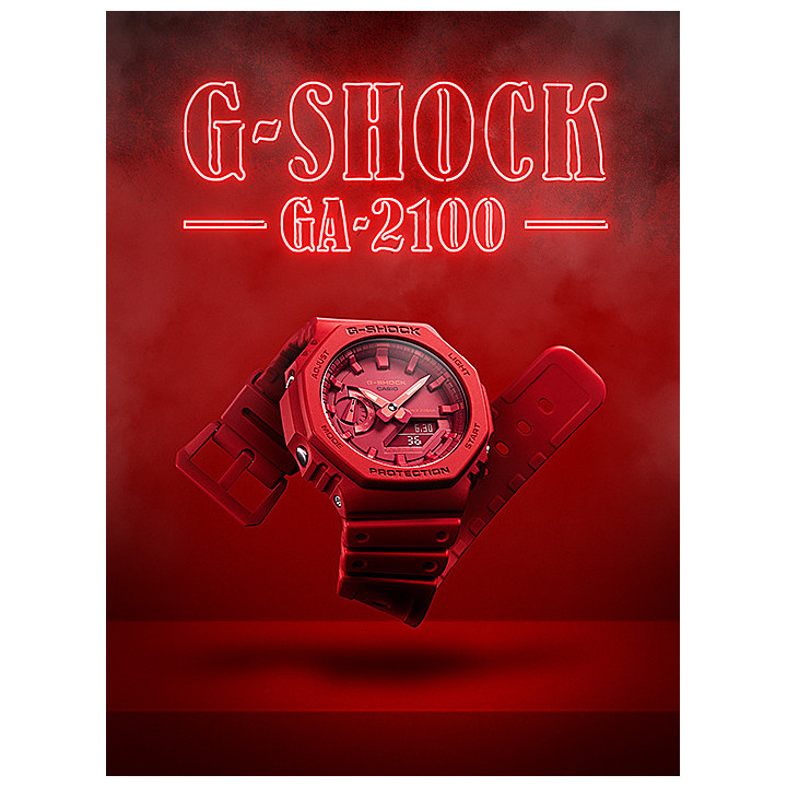 G-SHOCK GA-2100-4AER Rouge | Montre Octogonale CasiOak