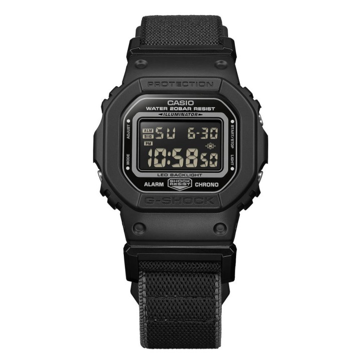 G-SHOCK DW-5600MNC-1 Noir | Bracelet Tissu & Boucle FIDLOCK®