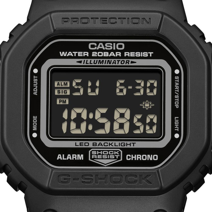 G-SHOCK DW-5600MNC-1 Noir | Bracelet Tissu & Boucle FIDLOCK®