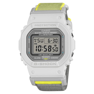 G-SHOCK DW-5600MNC-7A8 Gris & Fluo | Bracelet Tissu FIDLOCK®