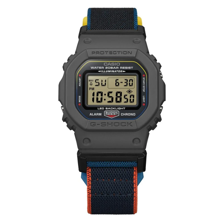 G-SHOCK DW-5600MNC-8A2 Multicolore | Bracelet Tissu & FIDLOCK®