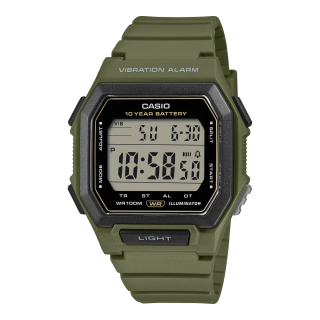 Casio W-738H-3AVEF Vert Sapin | Montre Alarme Vibrante & 10 Ans Pile