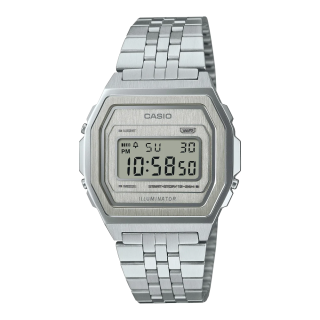 Casio Vintage Premium A1000A-7EF Silver | Montre Tout Acier Striée