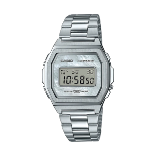 Casio Vintage Premium A1000D-7EF Argent | Nacre Blanche & Acier