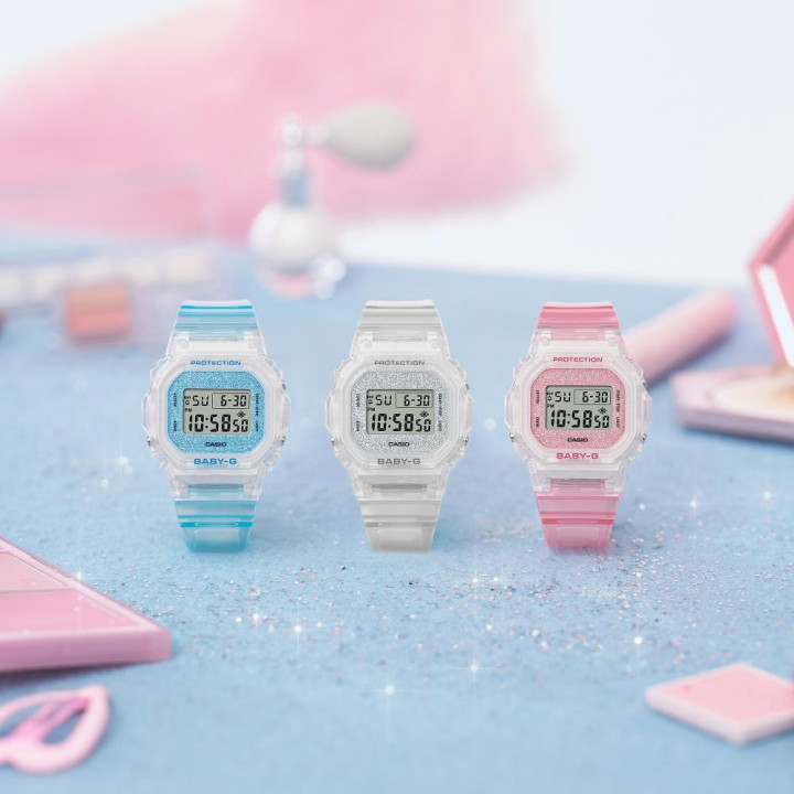 Casio Baby-G BGD-565GC-4ER Rose Translucide | Montre Pailletée