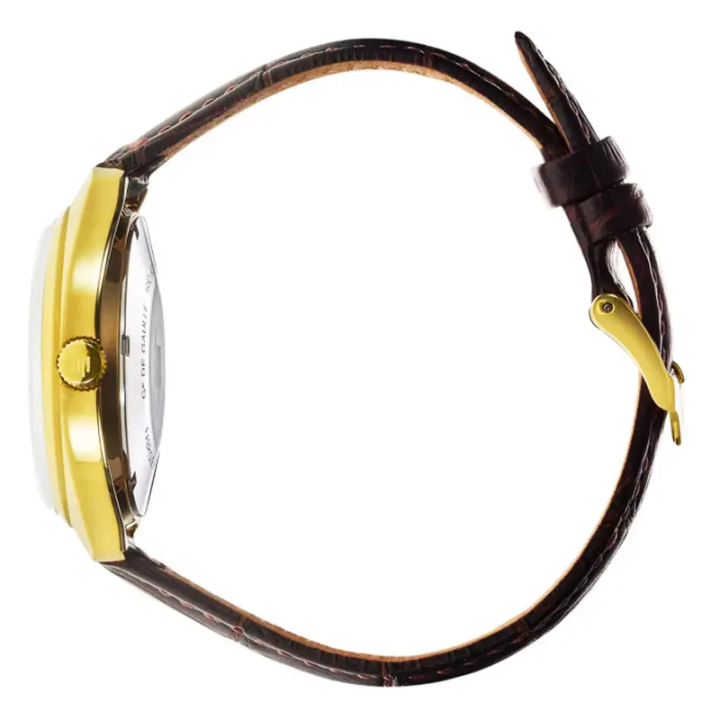 Montre LIP Général de Gaulle 671022 | Boîtier Doré & Cuir Marron