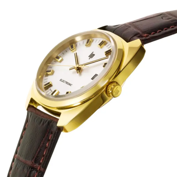 Montre LIP Général de Gaulle 671022 | Boîtier Doré & Cuir Marron