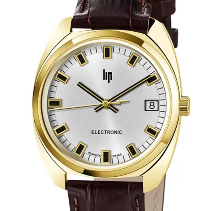 Montre LIP Général de Gaulle 671022 | Boîtier Doré & Cuir Marron
