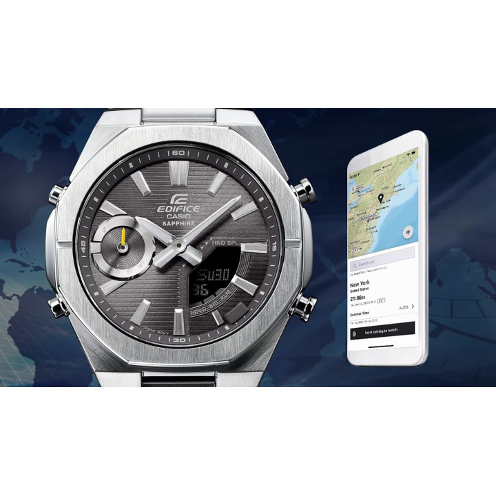 CASIO EDIFICE ECB-S10D-8AEF Slim | Bluetooth & Verre Saphir
