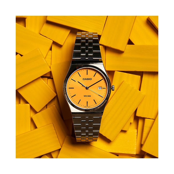 CASIO MTP-B145D-9AVEF Jaune Rétro | Montre Acier Unisexe