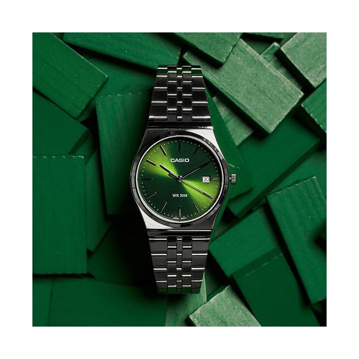 CASIO MTP-B145D-3AVEF Vert Rétro | Montre Acier Minimaliste