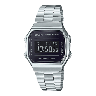 CASIO Vintage A168WEM-1EF Miroir Noir | Montre Acier Rétro