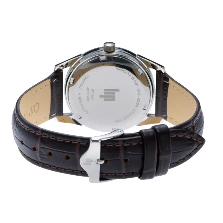 Montre LIP Himalaya 671041 Quartz Argentée | 35mm Cuir Marron
