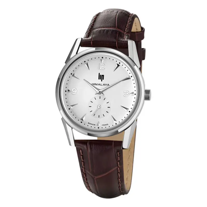 Montre LIP Himalaya 671041 Quartz Argentée | 35mm Cuir Marron
