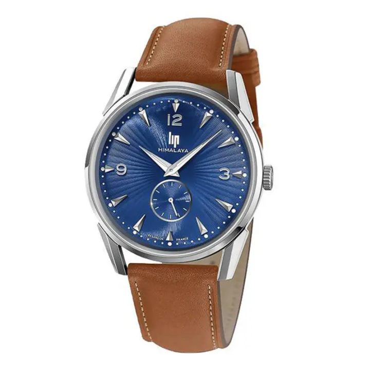 Montre Homme LIP Himalaya 671543 Cadran Bleu | Cuir Camel 40mm