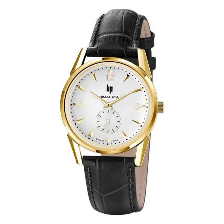 Montre LIP Himalaya 671719 Dorée Petite Seconde | 35mm Cuir Noir