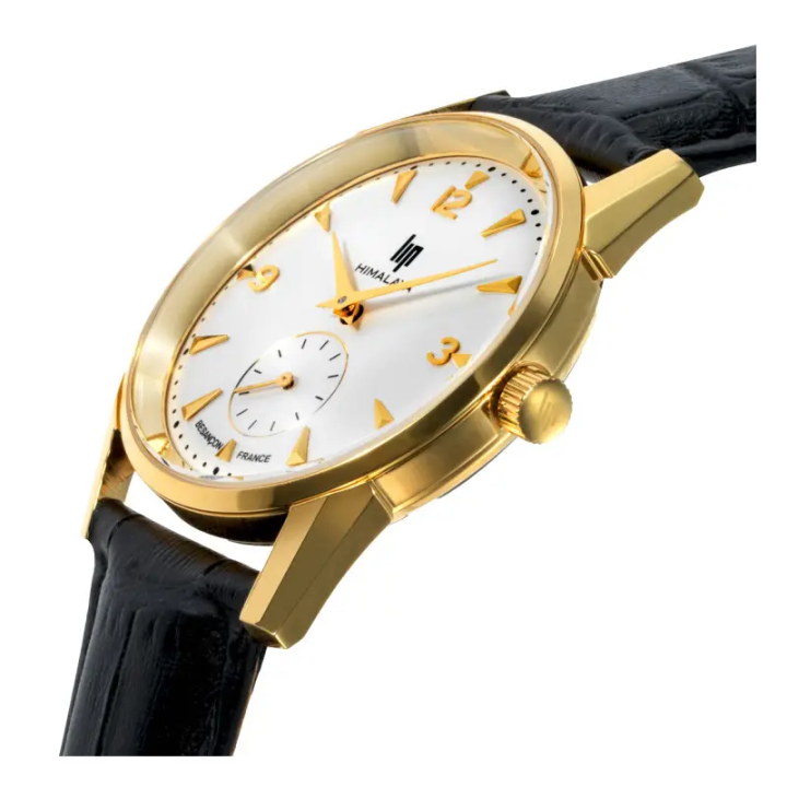 Montre LIP Himalaya 671719 Dorée Petite Seconde | 35mm Cuir Noir