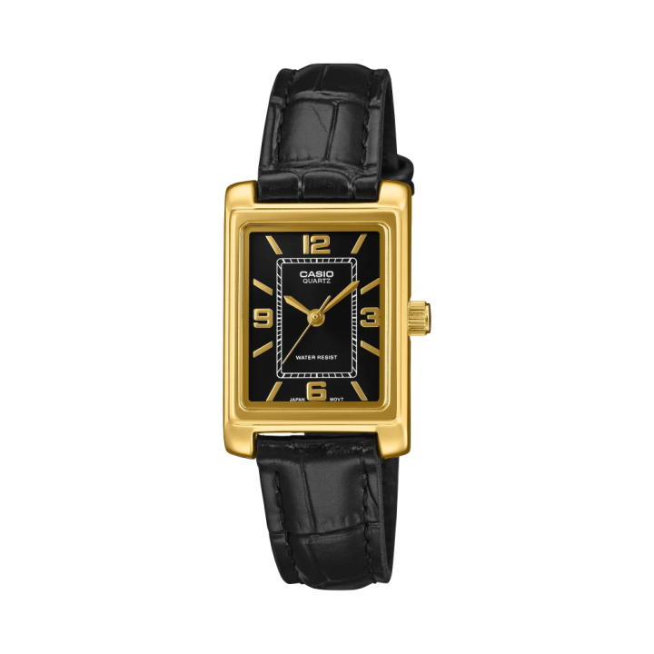 Montre Femme CASIO Timeless LTP-1234PGL-1AEF | Cuir Noir