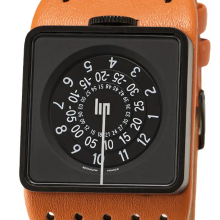 Montre LIP BIG TV Automatique 82S0 Carrée | Cuir Orange