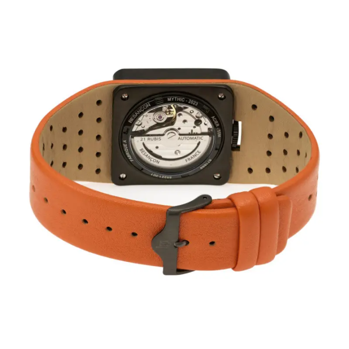 Montre LIP BIG TV Automatique 82S0 Carrée | Cuir Orange