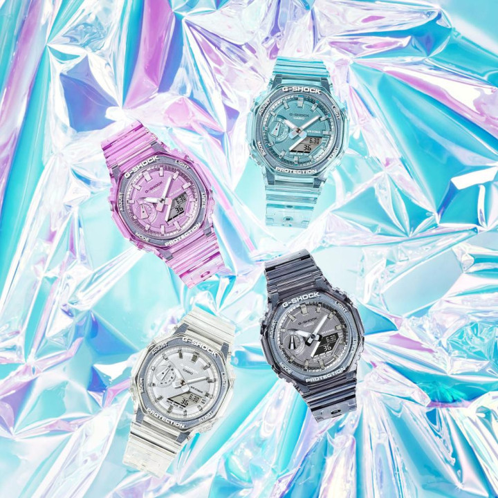 Montre Mixte G-SHOCK CasiOak GMA-S2100SK-7AER | Boîtier Moyen Résine Translucide Skeleton & Cadran Gris Métallisé