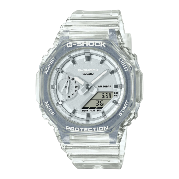 Montre Mixte G-SHOCK CasiOak GMA-S2100SK-7AER | Boîtier Moyen Résine Translucide Skeleton & Cadran Gris Métallisé