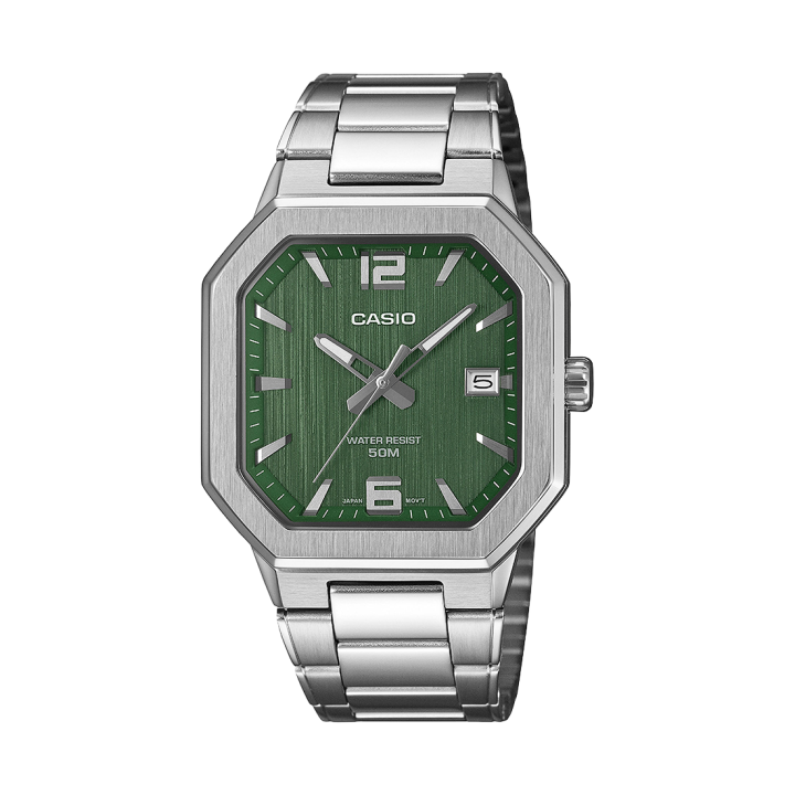 Montre Casio MTP-B195D-3AVEF Octogonale Acier Cadran Vert