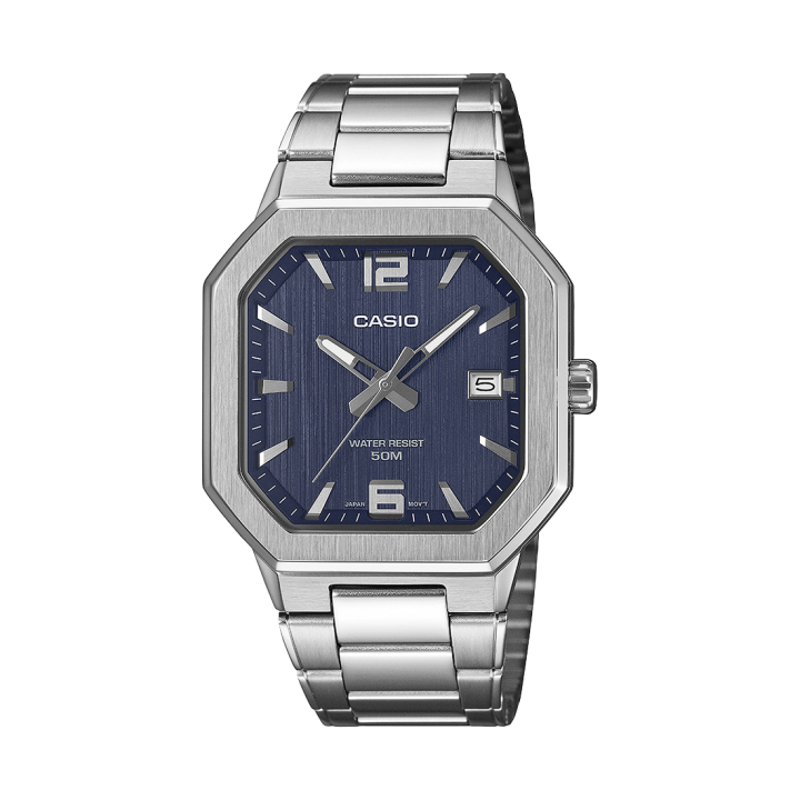 Montre Casio MTP-B195D-2AVEF Octogonale Acier Cadran Bleu