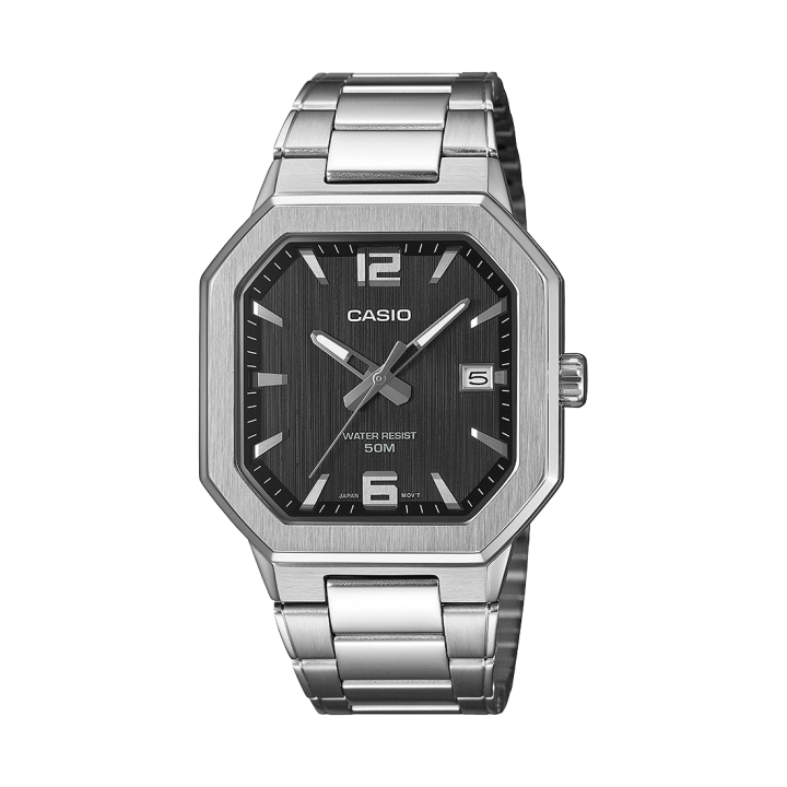 Montre Casio MTP-B195D-1AVEF Octogonale Acier Cadran Noir