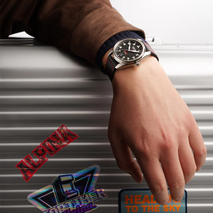 Montre ALPINA Startimer Pilot Automatic AL-525 | Noir & Cordura