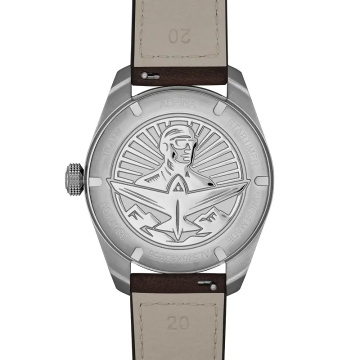 Montre ALPINA Startimer Pilot Automatic AL-525 | Kaki & Cuir Marron