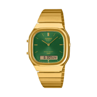 Casio Vintage AQ-240EG-3AEF Ana-Digi Dorée Cadran Vert
